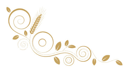 A decorative corner design element in metallic gold against a pure white background (4)_traced