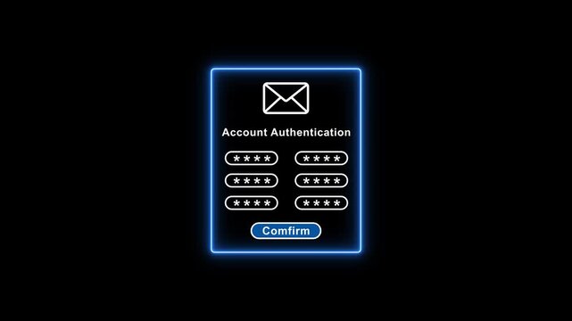 Account authentication interface with password input fields and confirm button on dark background login interface