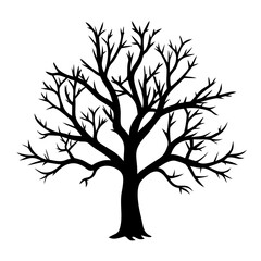 Fototapeta premium A black silhouette of a tree with bare branches Vector