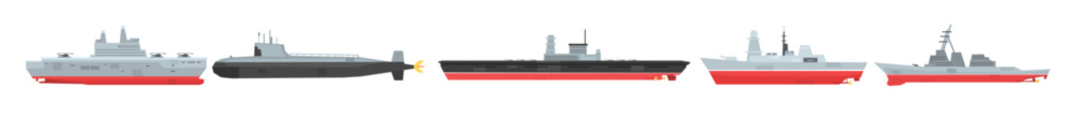 military boats and different type of naval combat ship set © Ondhe