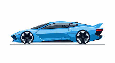 Blue Sports Car Side View Illustration with Black Wheels © Gihan