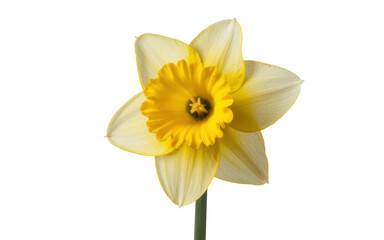 Obraz premium Beautiful yellow daffodil flower with green stem