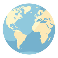 Blue And Beige World Map Vector Icon
