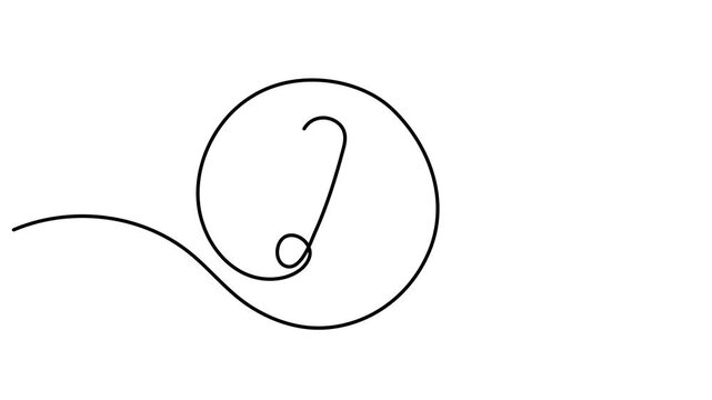 Animation 3d render of warning sign icon continuous one line drawing. Full length single line art 4K animation video