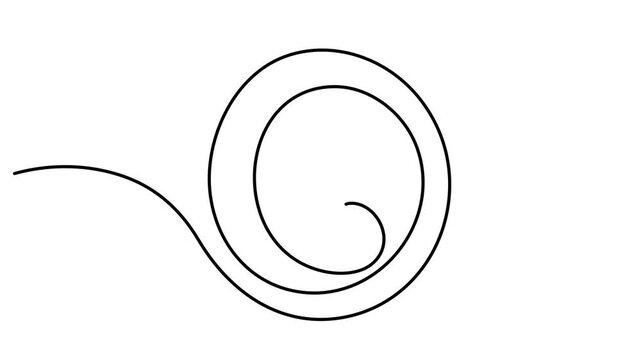 Animation 3d render of warning sign icon continuous one line drawing. Full length single line art 4K animation video