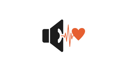 Heart Love Sound Speaker Icon.