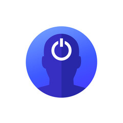 Brain switch icon with head, vector design