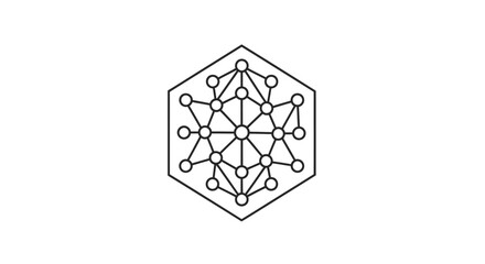 Hexagonal molecular structure diagram symbol.