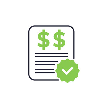 bill icon, approved invoice vector