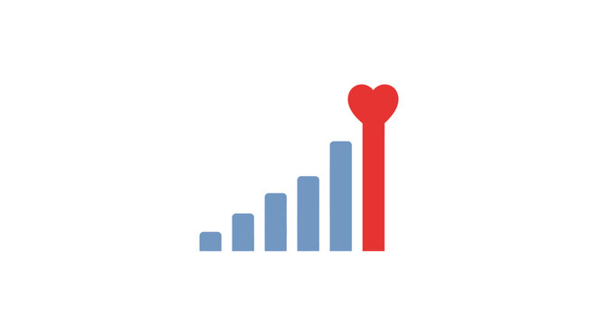 Heart Shaped Bar Graph Rising.