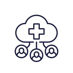 Obraz premium medical data in cloud line icon with patients