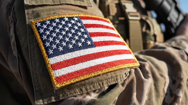 American flag patch on military uniform
