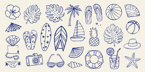 A collection of hand drawn summer and tropical themed illustrations © AnupKumar
