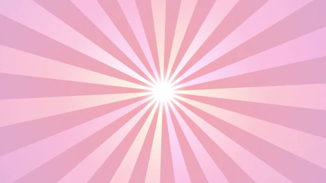Soft Pink Sunburst Background with Radial Rays and Central Glow. Abstract Light Burst Pattern.