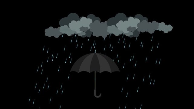 Stock animation Symbolizing Protection During Stormy Weather and Rain with alpha channel 