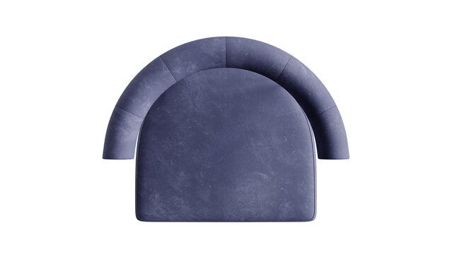 Top view of a blue chair with a soft seat on a transparent background.
