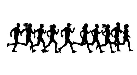 Obraz premium Group of runners participating in a coordinated race or marathon event