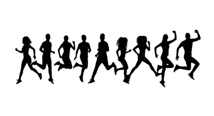 Dynamic sequence of runners in mid-stride motion on a plain background