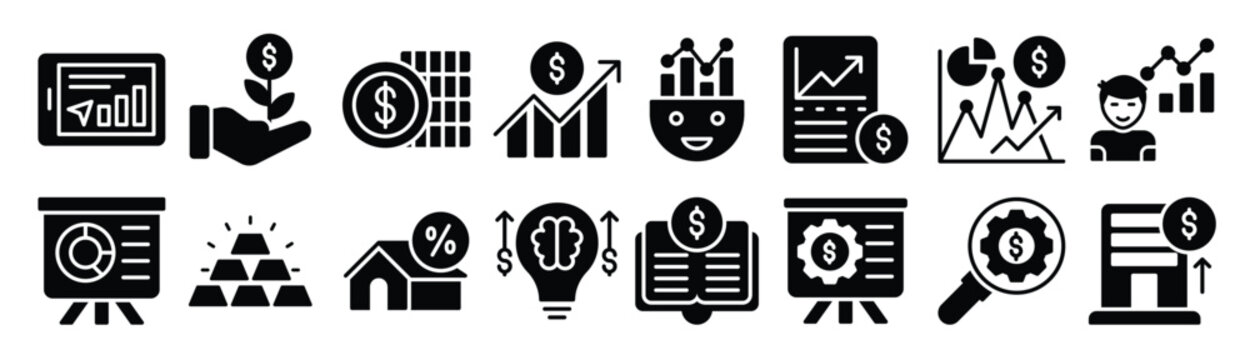  pack of modern investment glyph vectors