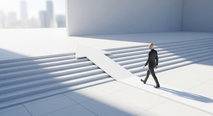 Businessman walking towards upward arrow conceptual illustration