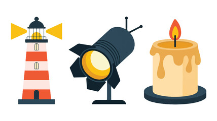 Fototapeta premium A flat, minimalist illustration of three objects arranged horizontally (4)_traced
