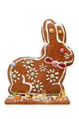 Easter gingerbread cookies with icing in the form of  rabbit