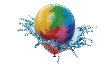 Fototapeta premium Vibrant colorful ball splashing in water with dynamic liquid movement