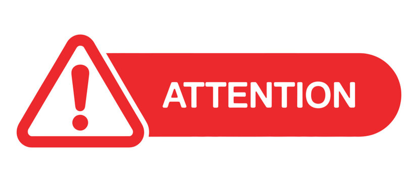 Attention Red Speech Bubble Icon, Danger Warning, Exclamation Mark, Hazard and Alert Symbol, Attention Sign, Warning Notification Vector