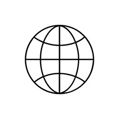 A simple black line art globe icon on a white background