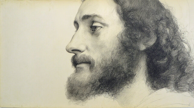 Pencil drawing of Jesus Christ wearing a crown of thorns.