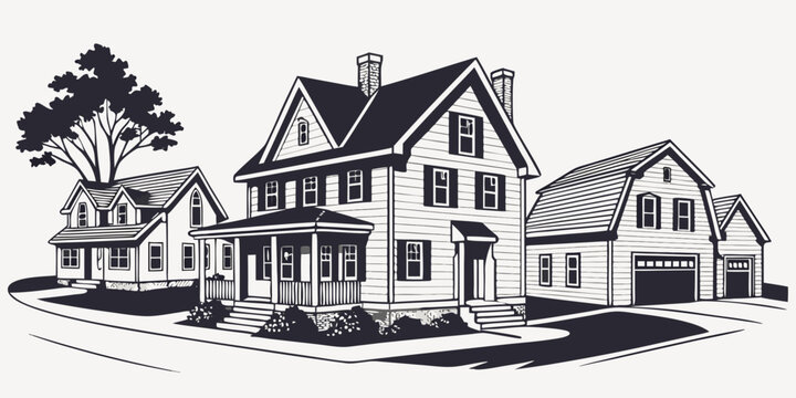 A picturesque neighborhood with charming houses and lush greenery