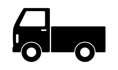 Fototapeta premium Black silhouette of truck isolated on a white background. Vector icon, illustration in minimalist style.