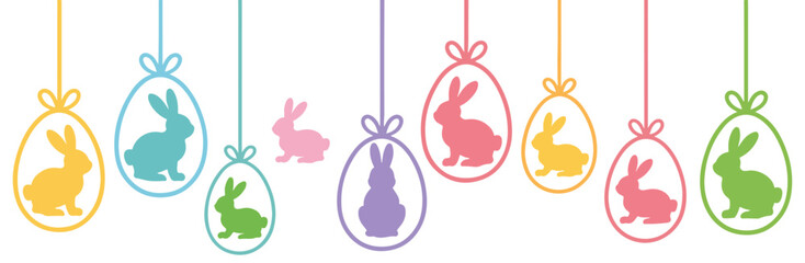 hanging easter eggs seamless border