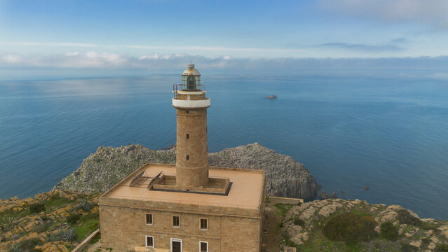 Aerial view of Capo Sandalo Lighthouse Carloforte Sardinia Italy