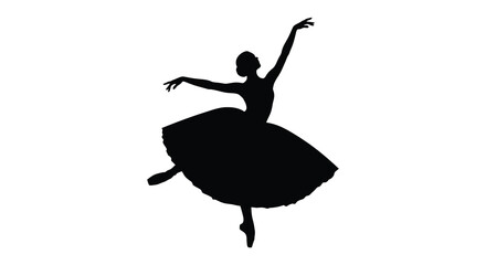 A graceful black silhouette of a ballerina mid performance showcasing poise and movement a striking silhouette high quality professional detailed modern elegant © CreativeAkash099