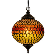 Fototapeta premium A beautifully crafted stained glass pendant light with a vibrant mosaic pattern.