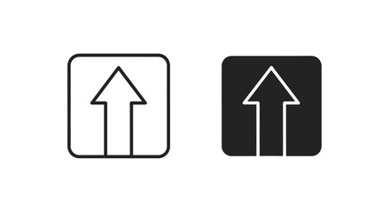 Two depictions of an upward arrow a line drawing and its silhouette