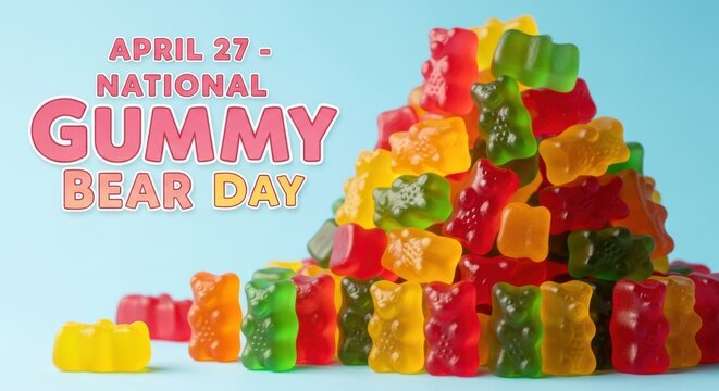 Colorful gummy bears celebrating National Gummy Bear Day on April 27