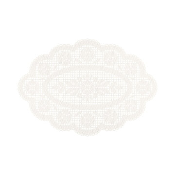 Delicate lace doily with an oval design, exuding elegance and vintage charm. 