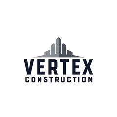 Fototapeta premium A modern logo for Vertex Construction featuring an abstract city skyline.