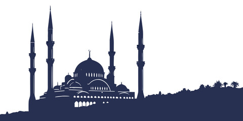 The majestic silhouette of a mosque against the evening sky © Mamun