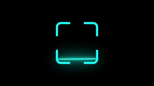  abstract  scanner  animation on black background,scanner icon animation isolated scanner neon shine icon animation .fingerprint biometric scanning animation. Biometric scanning animation
