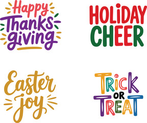 Obraz premium Festive collection of vibrant typography designs for Thanksgiving Halloween and Easter holidays