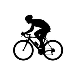 Naklejka premium Illustration of silhouette of a person riding a bicycle
