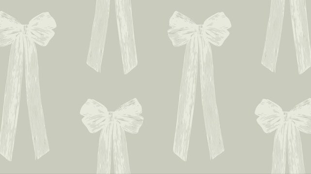 Big White Bow Wedding Sage Seamless Loop Pattern