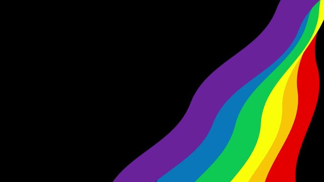 Pride Month animated background illustration of rainbow flag animation with copy space
