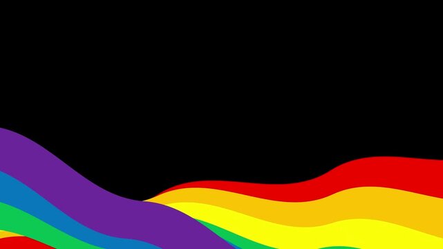 Pride Month animated background illustration of rainbow flag animation with copy space
