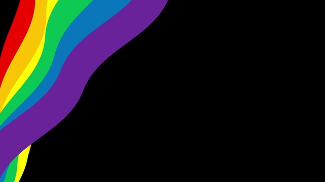 Pride Month animated background illustration of rainbow flag animation with copy space