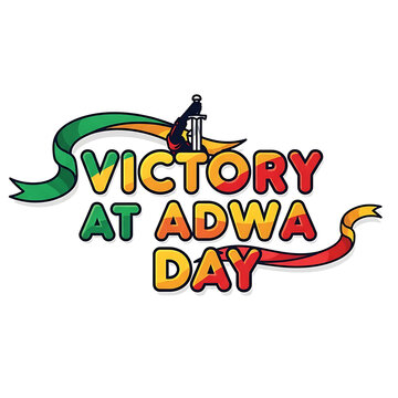 Victory at adwa day celebration banner with ribbon and sword icon