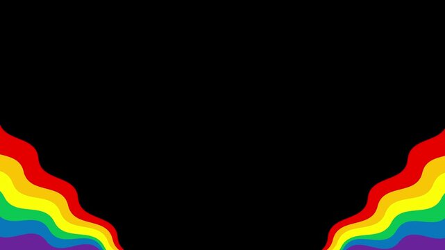 Pride Month animated background illustration of rainbow flag animation with copy space